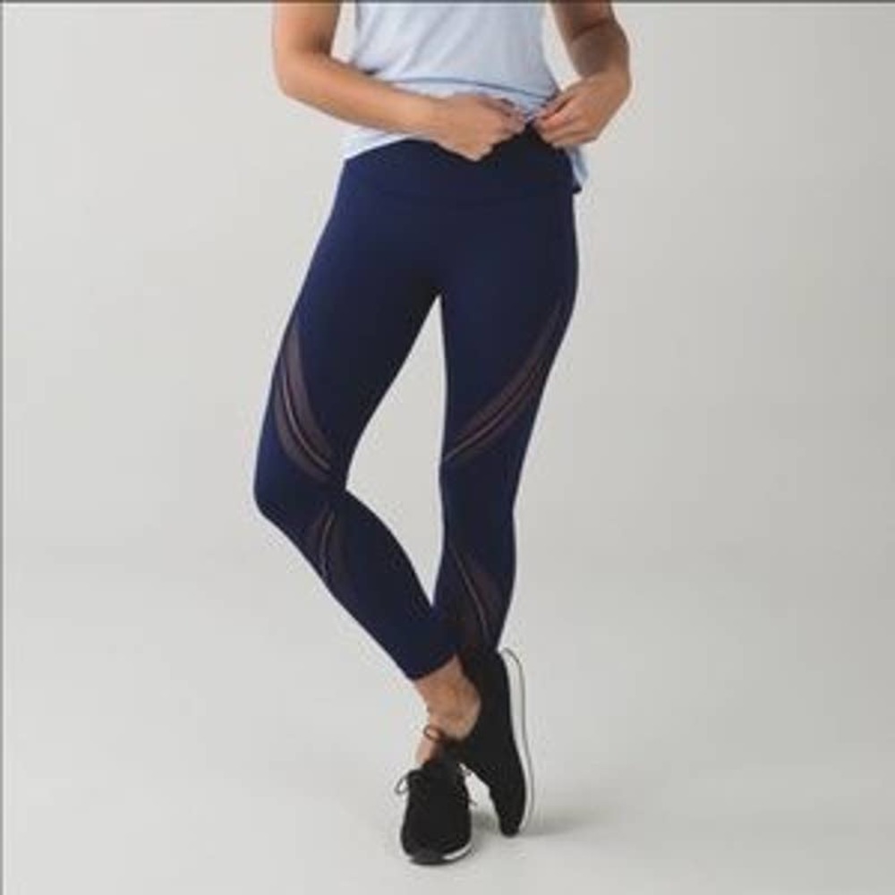 Lululemon High Times Pant Metta Hero Blue Sz 6 Mesh Luon
